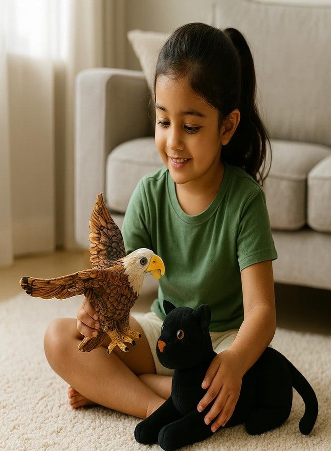 DTR Creation Cute Eagle & Panther Plush Toy Combo - 30 cm Soft Stuffed Animals for Kids | Super Soft & Huggable for Boys & Girls (Pack of 2) - Image 3